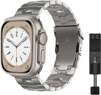 MY PROTECT - Luxe Metalen Titanium Oracle Bandje - Geschikt Voor Apple Watch Bandje - Series 1/2/3/4/5/6/7/8/9/10/SE/Ultra - 44mm - 45mm - 46mm - 49mm - Zilver