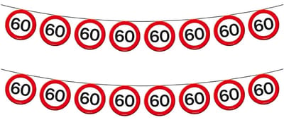 Slinger 60 jaar - 2x - verkeersborden - 10 meter - 60e verjaardag vlaggenlijn - versiering