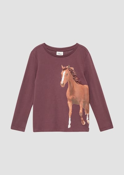 Langarm T-shirt met paardenprint en pailletten meisje s.Oliver