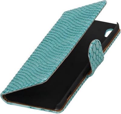 Turquoise Slang booktype wallet cover - telefoonhoesje - smartphone hoesje - beschermhoes - book case - hoesje voor LG Joy