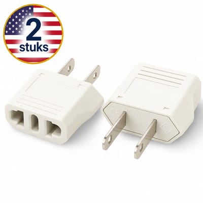 DEGG® - 2x Reisstekker EU naar Amerika - type A verloopstekker - Wereldstekker USA/VS - voor type C & F stekkers - Travel adapter - Wit - Ideaal voor reizen naar Amerika, Canada, Japan & meer