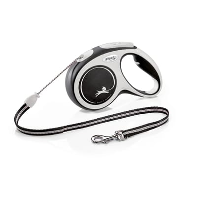 Flexi Rollijn New Comfort Koord - Maat M - Lengte looplijn 5m - Riem hond - Honden riem - Uitlaatriem - Hondenriem - Zwart & Lichtgrijs