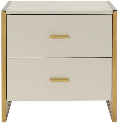 Vente-unique Nachtkastje met 2 lades - MDF - Beige en goud - OMBRELIA