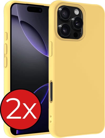 Hoesje - 2 Stuks - Geschikt voor Apple iPhone 16 Pro - Sterk & Shockproof - Telefoonhoes - Back Cover - Case Siliconen - Telefoon Hoes - Geel