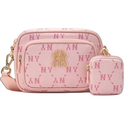 MLB New York Yankees Klassieke Allover Logo Reliëf Camera Tas Dames Schoudertas Roze 7ACRMDA4N-50PKL Pink
