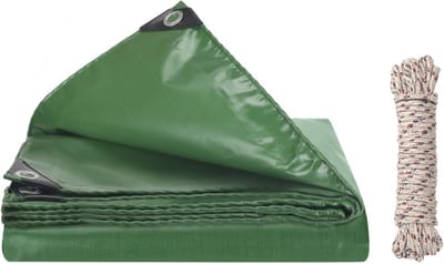 Waterdichte Zeildoek 2 x 1 m Groen met Oogjes 420 g/m² - UV-Bestendig Zeildoek