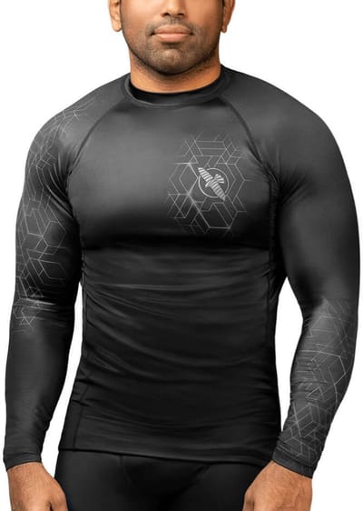 Hayabusa Geo Long Sleeve Rashguard - Zwart, Grijs - maat S