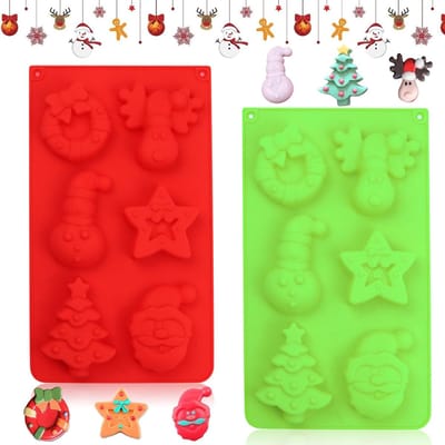 Dailygoods- Siliconen Vorm - 2 Stuks - Gietvorm Kerstmis - Sneeuwvlokken - Zeepvorm - BPA-vrij - Hitte- en Koudebestendig - Bakvorm
