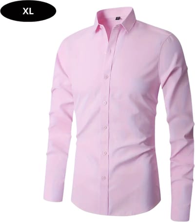 Bovista Overhemd Heren - Volwassenen - Lange Mouwen - Strijkvrij - Lange Mouw - Roze - Maat XL
