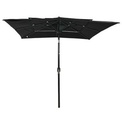 vidaXL - Parasol - 3-laags - met - aluminium - paal - 2,5x2,5 - m - zwart