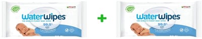 WaterWipes Babydoekjes 120 Billendoekjes (2 x 60 stuks) - 99,9% Water - Plasticvrij - Parfumvrij - Geschikt voor Pasgeborenen & Gevoelige Huid | 120 Baby Wipes