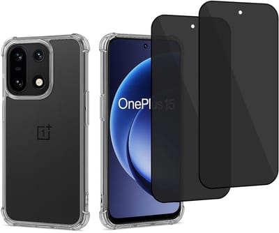 ChiGuard Hoesje & 2x Privacy Screenprotector geschikt voor OnePlus 15 Hoesje Screenprotector - Gehard Glas Cover + Shock Proof Case - Transparant