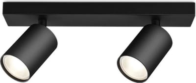 LED Plafondspot - Brinton Betin - GU10 Fitting - 2-lichts - Rond - Mat Zwart - Kantelbaar - Aluminium