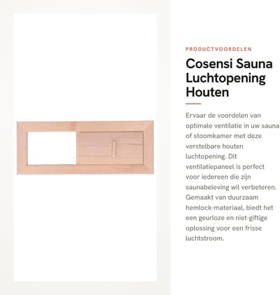 Dailygoods- Luchtopening Verstelbaar - Hemlock - Ventilatiepaneel - Sauna/ Stoomkamer - Duurzaam - Eenvoudige installatie