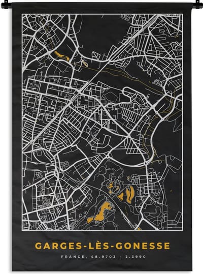 Wandkleed - Wanddoek - Kaart - Frankrijk - Stadskaart - Plattegrond - Garges-lès-Gonesse - 120x180 cm - Wandtapijt