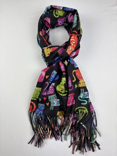 Leuke katten sjaal met schattige hartjes in 7 kleuren / 30% katoen met 70% viscose