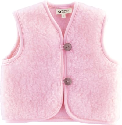 WOLLIES Amsterdam - Wollen Kinder Vest/Gilet - 100% Merino Wol - 74-80 - Roze