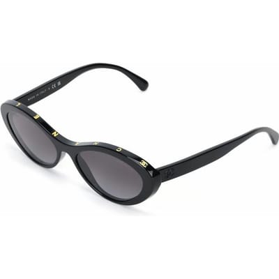 CHANEL tempel logo cat eye zonnebril dezelfde stijl voor mannen en vrouwen, koppelstijl, zwart zwart
