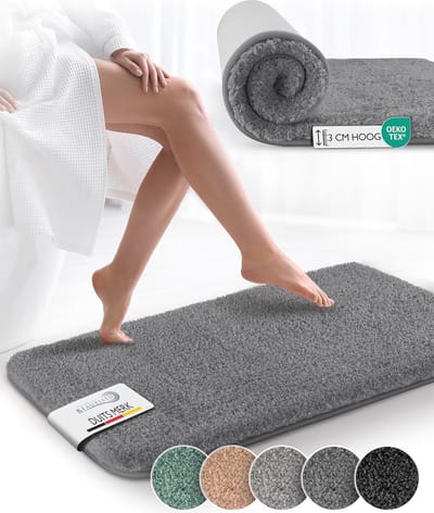 Antislip Badmat 100x60 cm - Hoogpolig Tapijt in Shaggy Look - Zachte Microvezel Geschikt voor Vloerverwarming