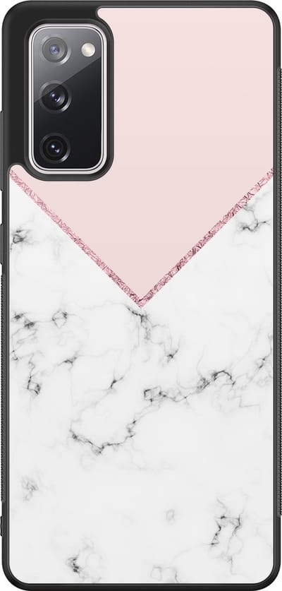 Leuke Telefoonhoesjes - Hoesje geschikt voor Samsung Galaxy S20 FE - Marmer roze grijs - Backcover zwart - Marmer - Roze