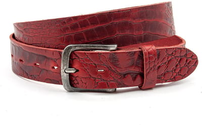 Dames ceintuur rood slangenprint - 4 cm breed - Leer - Jeans riem - Casual - Maat 85