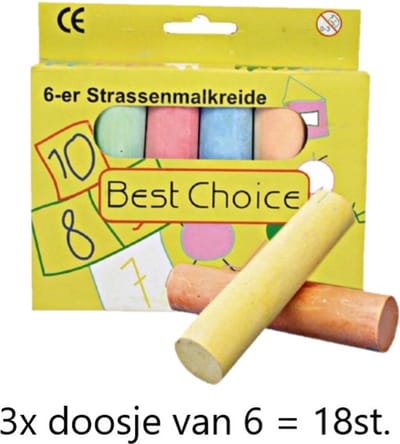 Stoepkrijt - 6 stuks - 10cm Jumbo verpakking