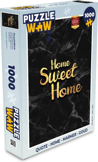 Puzzel Quote - Home - Marmer print - Goud - Legpuzzel - Puzzel 1000 stukjes volwassenen