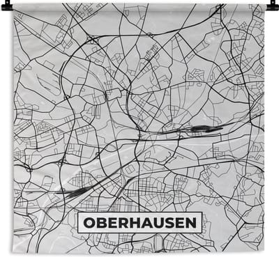 Wandkleed - Wanddoek - Stadskaart - Duitsland - Plattegrond - Oberhausen - Kaart - 150x150 cm - Wandtapijt