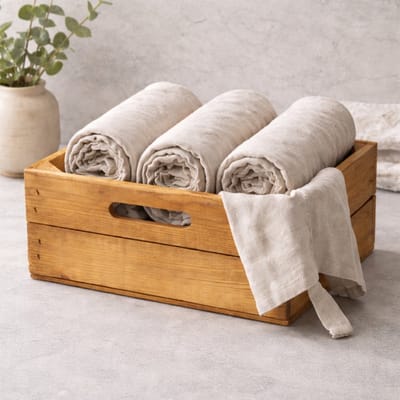 Houten Opbergkistje – Decoratief Kistje voor Badkamer, Keuken of Woonkamer – Naturel