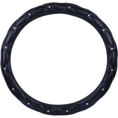 Housse de volant de voiture universelle avec cristal diamant noir, volant tendance et sportif noir