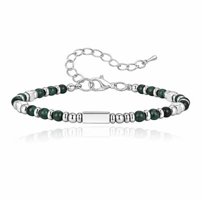 LGT JWLS Stalen Kralenarmband Groen Met Balkje
