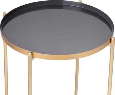 LIFA LIVING Bijzettafel Modern - Grijs & Gouden Koffietafel - Rond - Metaal - Voor Woonkamer, Slaapkamer of Kantoor - 37,5 x 47,5 cm