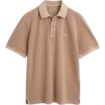 Gant Herenpolo met logo, piqué, in vervaagde kleur (Zand)