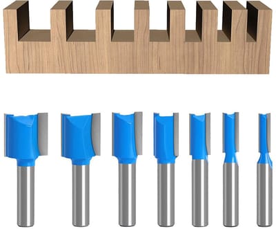 7-delige Frezenset voor Bovenfrees 8 mm Schacht - Boorfrees Dubbele Fluiten Groeffrees Houtfrees - 8 mm Schacht - Voor Houtbewerking