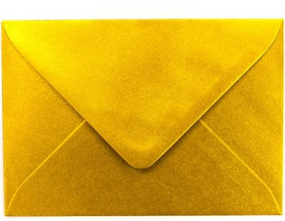 Enveloppen, DIN C6 (162 x 114 mm), 25 stuks, goud natte klevende enveloppen voor kaarten en uitnodigingen, enveloppen voor zakelijke post, kantoor, bruiloft en privégebruik