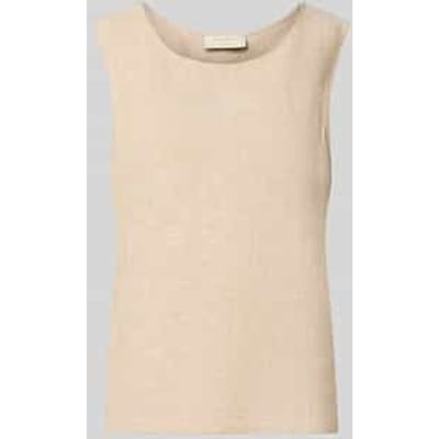 Top van linnenmix met ronde hals model 'Lava'