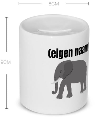 Akyol - olifant met eigen naam Spaarpot - Olifant - olifanten liefhebbers - iemand die houdt van olifanten - verjaardag - cadeau - kado - 350 ML inhoud