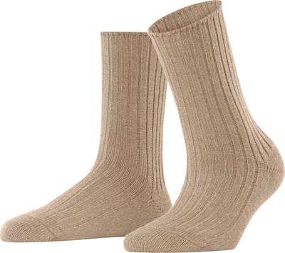 Esprit Hygge eenkleurig wol kasjmier sokken dames bruin - maat 35-38