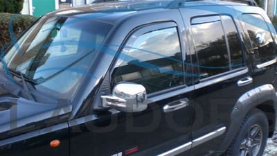 Jeep Cherokee KJ / Liberty zijwindschermen raamspoilers donker getint - 5 deurs model bouwjaar VANAF 2001-2006 - set a 4 stuks tbv voor & achterdeuren L+R