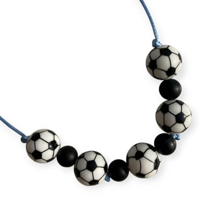 Kinderketting | Bijtketting | Voetbal | Zwart | Blauw | Vanaf 3 jaar!