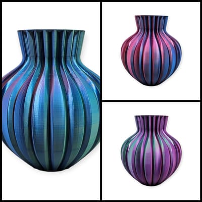 Layerzz - Ribbelvaas - 3-D geprint - voor droog en zijdebloemen - modern - stijlvol - kleurrijk - Aurora (LIMITED EDITION)