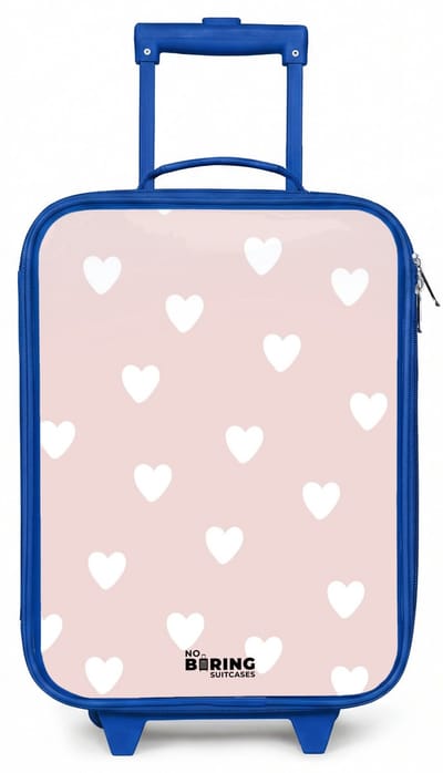 NoBoringSuitcases.com® - Kinderkoffer blauw - Kindertrolley jongen - Sweethearts - Koffer kind lichtgewicht - Reiskoffer trolley voor kinderen - Koffertje met lichtgevende wieltjes - Rolkoffer