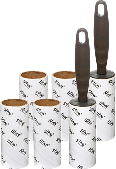 5Five Kledingroller/kleefroller - grijs - 21 cm - 10 vellen met 6x extra rollen - Pluizenroller - Kledingborstel