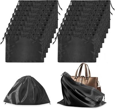 Portemonneehoezen voor stof en opslag - Set van 16 - Stofdichte trekkoordtassen voor handtassen, schoenen, laarzen - Zwart