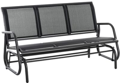 3-zits schommelbank 147 x 75 x 85 cm zwart tuin schommelstoel metalen weerbestendige schommelbank gaas tuinbank buiten relaxbank 300 kg draagvermogen