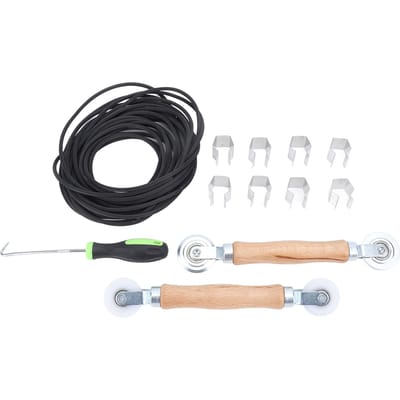 Kit de réparation d'écran Acier Nylon Rouleau à écran 32,8 pieds Jonc d'écran 8 pièces Clips d'écran Crochet de retrait 5 black