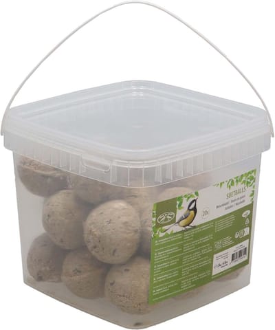 Vetbollen in Emmer - Vogelvoer Snacks - Tuinvogels Voeren - Zonder Net Milieuvriendelijk - 20 Stuks Emmer