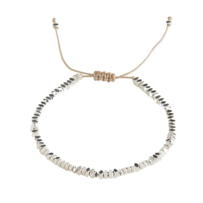 Marama - armband Silver - verstelbaar - zilverkleurige kralen - vegan