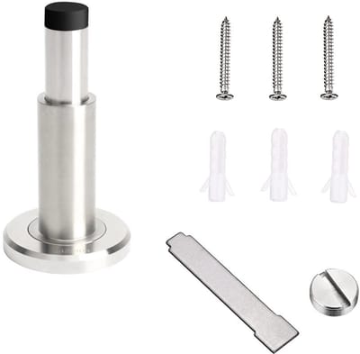 Dailygoods- Deurstopper Verstelbaar 7-10,8cm - Wandmontage - RVS - Rubber Buffer - Duurzaam - Geluiddempend - Wandstopper