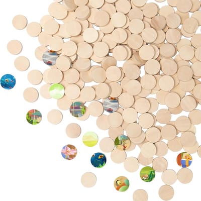 300x Houten Cirkels 15mm - Kleine Ronde Schijfjes Blank Hout voor Knutselen & Decoratie